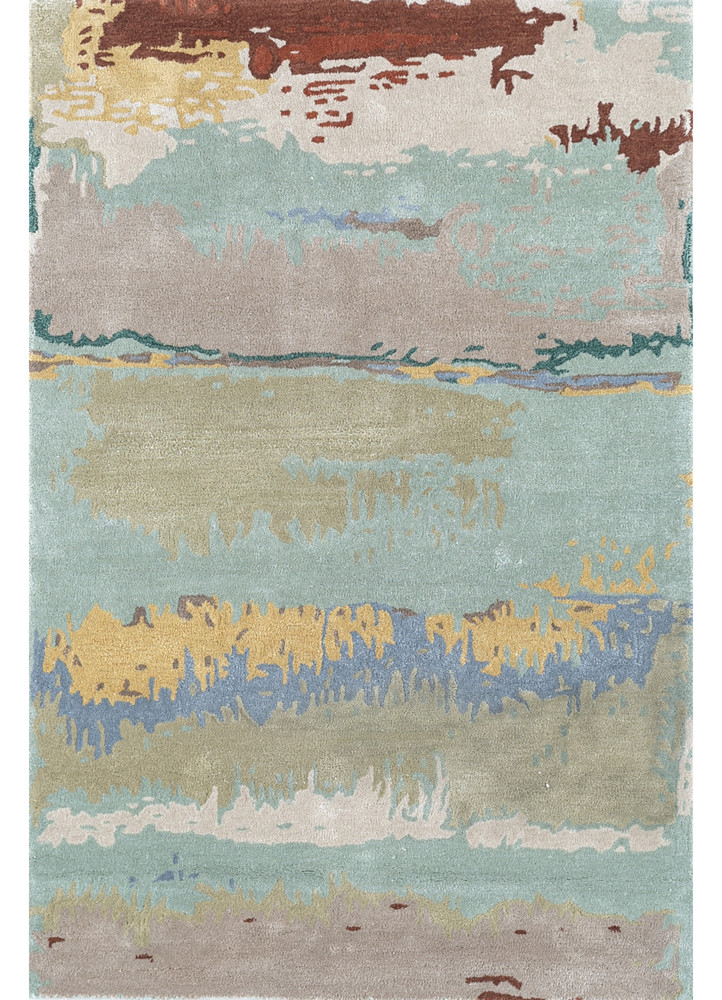 blue blue wool and viscose hand tufted Rug